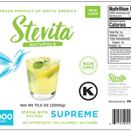 Stevita Naturals Supreme Stevia W/ Xylitol Packets - 2000 CT 1 Pack