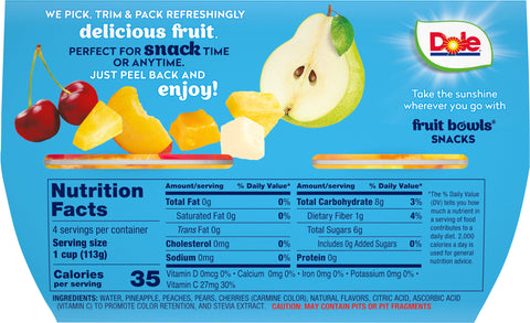 Dole Fruit Cups Cherry Mixed Fruit No Sugar Added 16 OZ