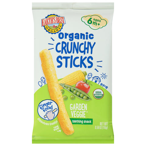 Earth's Best Organic Ages 6M+ Crunchy Sticks Garden Veggie Teething Snack 0.56 oz - 5 Pack