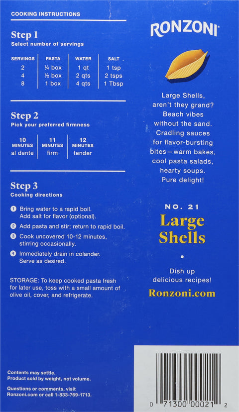 Ronzoni Large Shells Pasta 16 OZ