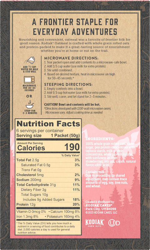 Kodiak Oatmeal Instant Protein Strawberries and Cream 10.58 OZ