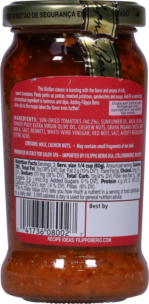 Filippo Berio Sun Dried Tomato Pesto 6.7 OZ