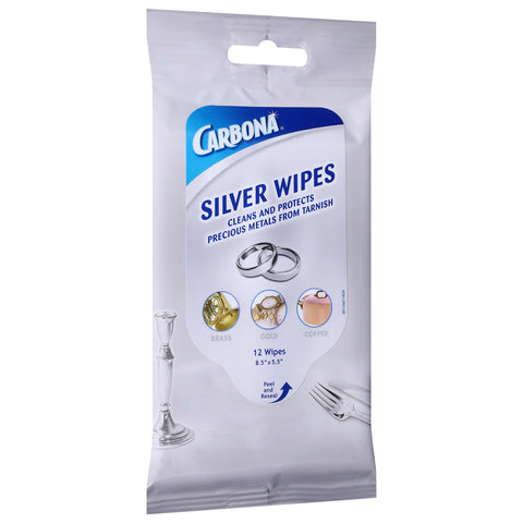 Carbona Silver Wipes Flat Pack 12 CT