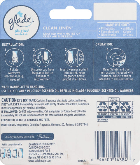 Glade Plug In Clean Linen Twin Pack 1.34 FZ