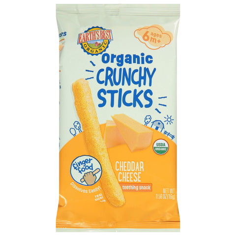 Earth's Best Organic Crunchy Sticks 6 Months+ Cheddar Cheese Teething Snack 0.56 oz - 5 Pack