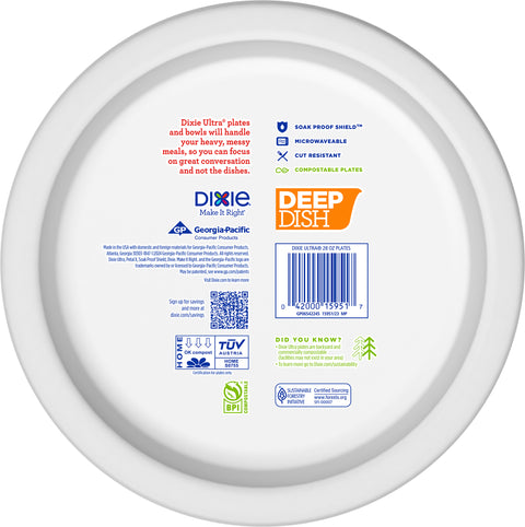Dixie Ultra Deep Dish 9 9/16" Paper Plates 18 CT