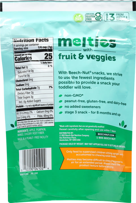 Beechnut Fruit & Veggie Melties Apple & Pumpkin 1 OZ