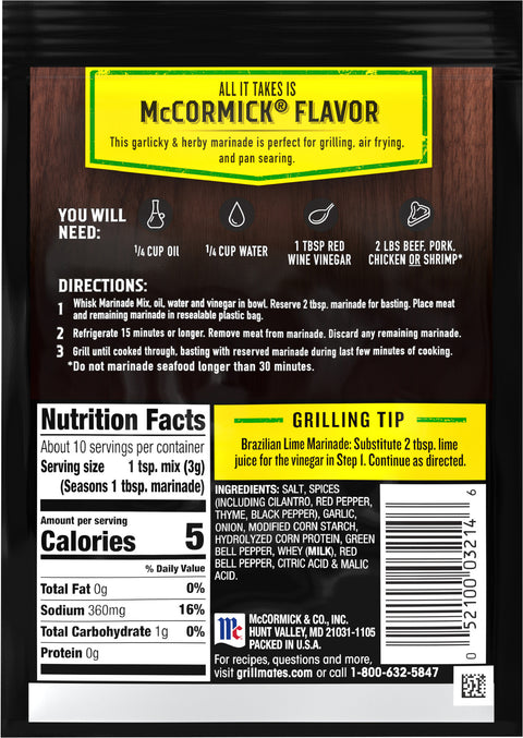 McCormick Grill Mates Brazilian Steakhouse Marinade 1.06 OZ