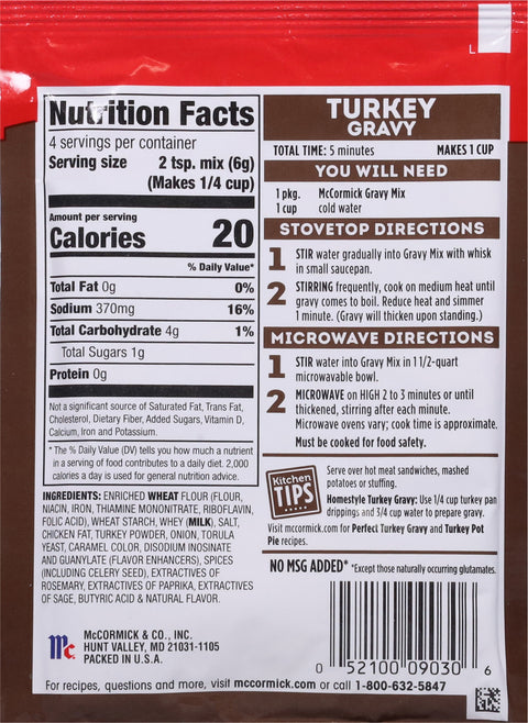 McCormick Mix Gravy Turkey 0.87 OZ