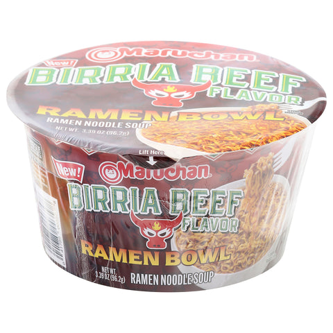 Maruchan Birria Beef Flavor Ramen Noodle Soup Bowl 3.39 oz - 6 Pack