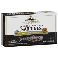 Brunswick Skinless And Boneless Sardines - 4.4 OZ 12 Pack