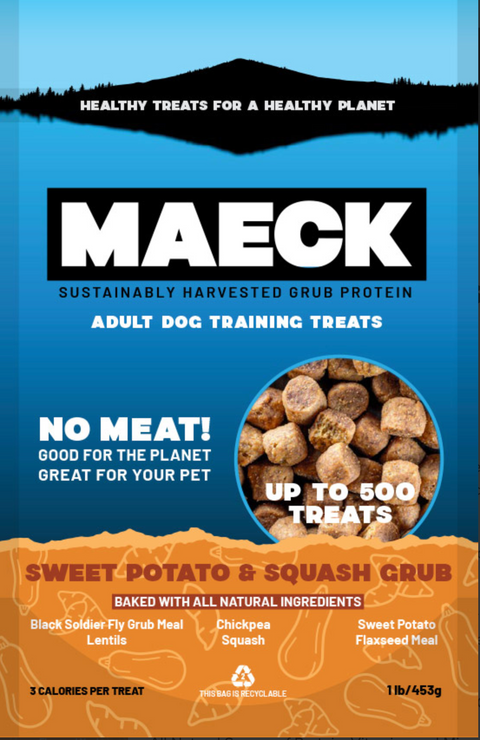 MAECK Insect Grub Protein Dog Training Treats - Sweet Potato - Squash - 1 LB 12 Pack