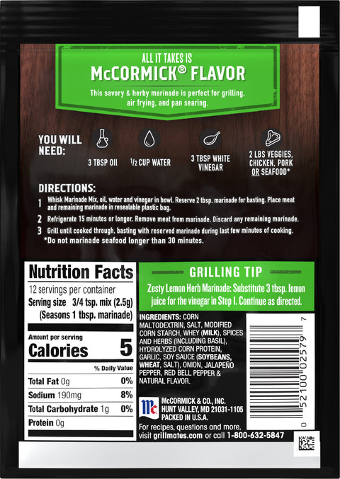 McCormick Grill Mates Seasoning Zesty Herb 1.06 OZ