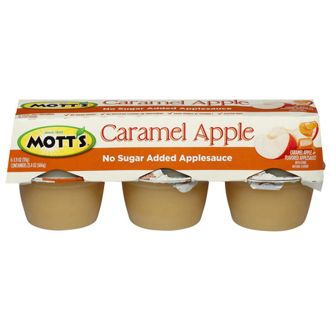 Mott's No Sugar Added Caramel Apple Applesauce 6 - 3.9 oz Containers - 12 Pack