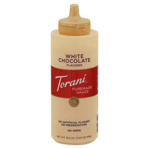 Torani White Chocolate Flavored Puremade Sauce 16.5 oz - 4 Pack