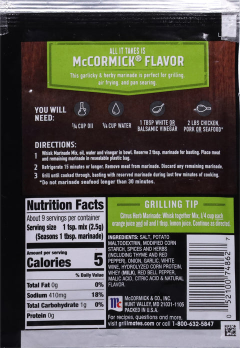 McCormick Marinade Garlic Herb & Wine - 0.87 OZ 12 Pack
