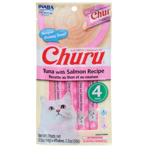 Inaba Tuna with Salmon Recipe Cat Treats 4 - 0.5 oz Tubes - 2 OZ 16 Pack