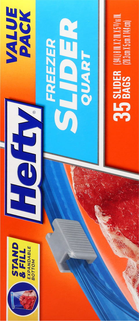 Hefty Quart Freezer Slider Bag 35Ct