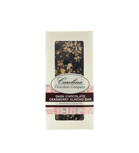 Carolina Chocolate Company Dark Chocolate Cranberry Almond Bar - 4 OZ 20 Pack