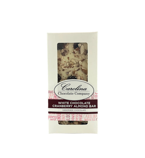 Carolina Chocolate Company White Chocolate Cranberry Almond Bar - 4 OZ 20 Pack