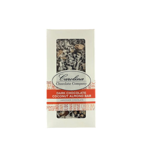 Carolina Chocolate Company Dark Chocolate Coconut Almond Bar - 4 OZ 20 Pack