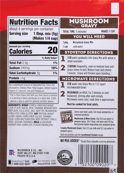 McCormick Mix Gravy Mushroom 0.75 OZ