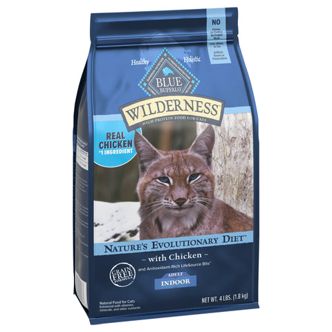 Blue Buffalo Wilderness Grain Free Chicken Adult Indoor Cat Food 4 LB