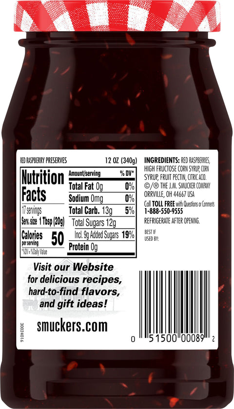 Smucker's Preserves Red Raspberry 12 OZ