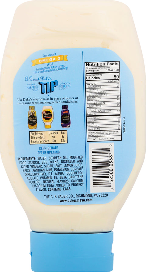 Duke's Light Sugar-Free Mayonnaise 18 fl oz