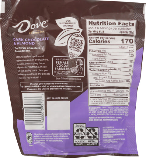 Dove Promises Dark Chocolate & Almond Candy 6.74 oz