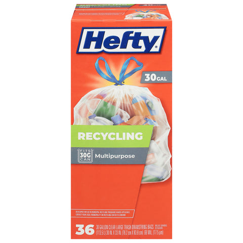 Hefty 30 Gallon Large Clear Multipurpose Trash Bags 36 ea - 6 Pack