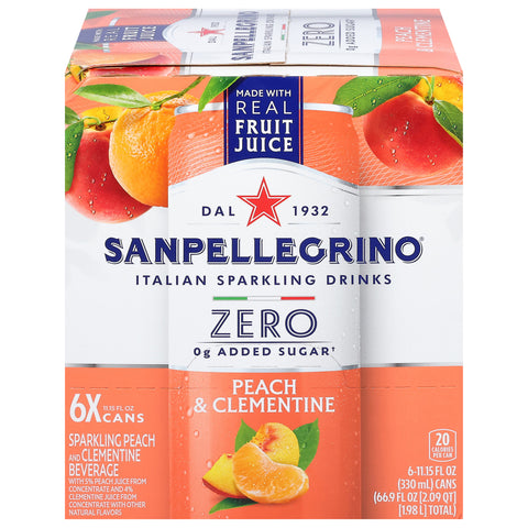 Sanpellegrino Sparkling Peach & Clementine Beverage 6 - 11.15 fl oz Cans - 4 Pack