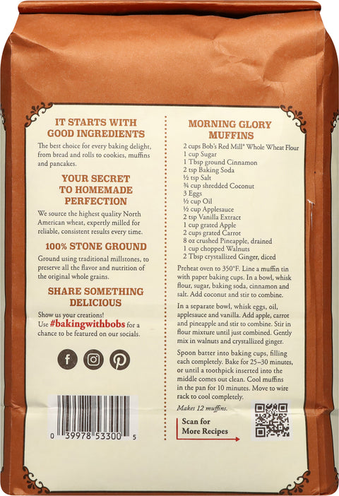 Bob's Red Mill 100% Stone Ground Whole Wheat Flour 5 LB