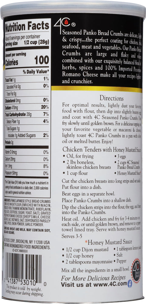 4C Bread Crumbs Canister Panko Seasoned 8 OZ