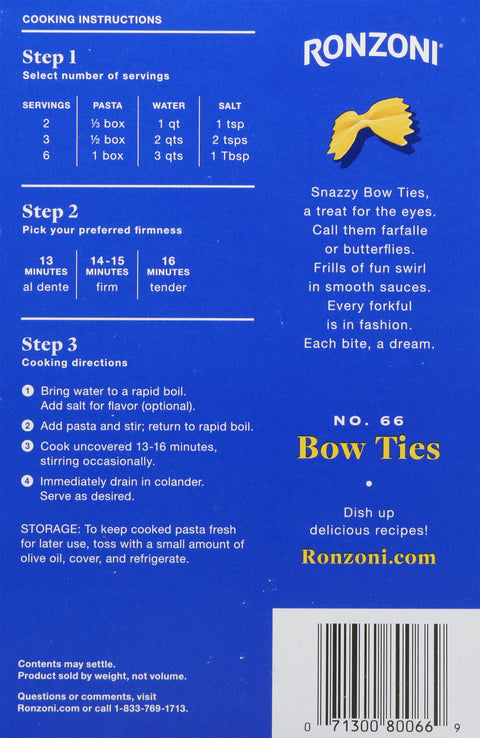 Ronzoni Bow Ties Pasta 12 OZ
