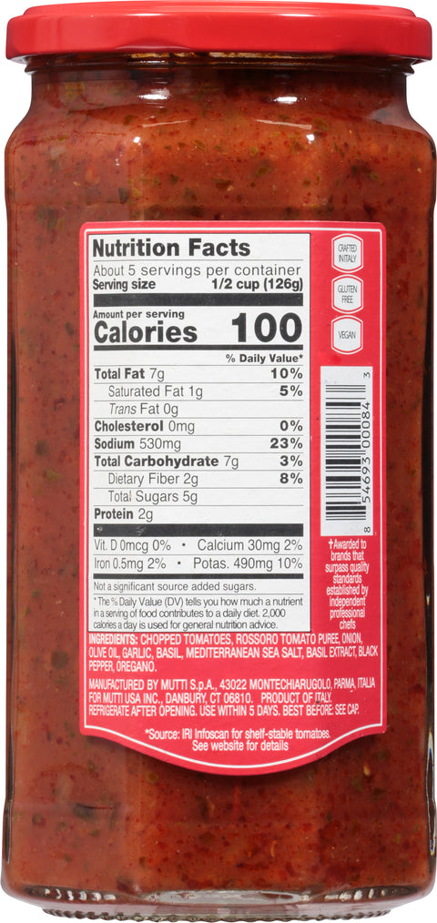 Mutti Rossoro Tomatoes and Basil Pasta Sauce 24 oz