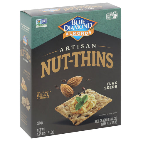 Blue Diamond Gluten Free Artisan Nut Thin Flax Seeds Rice Cracker 4.25 OZ