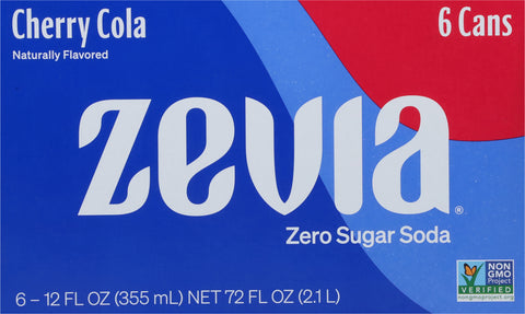 Zevia Zero Sugar Cherry Cola Soda  72 FZ