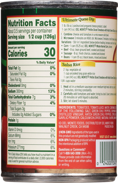 Del Monte Tomatoes Diced With Mild Green Chilies 14.5 OZ