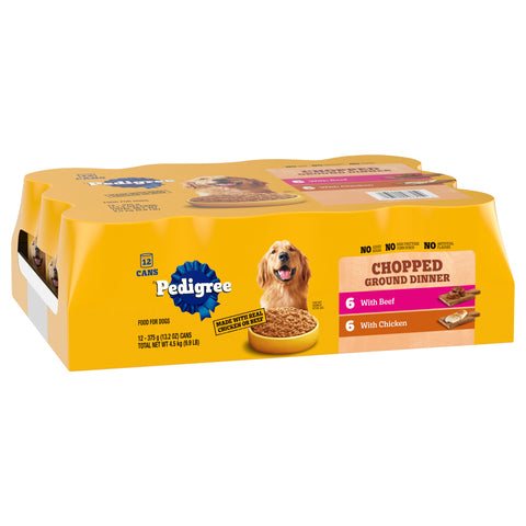 Pedigree Chopped Ground Dinner with Beef/with Chicken Food for Dogs 12