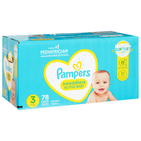 Pampers Diapers Active Baby 3 (16-28 lb) Super Pack 78 CT