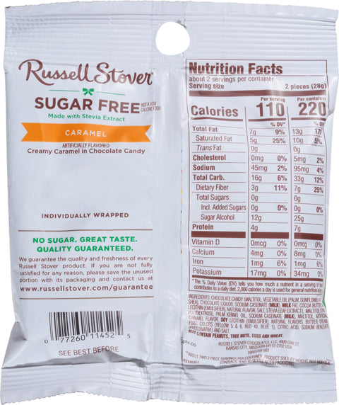 Russell Stover Sugar Free Caramel Chocolate Candy 4 ea