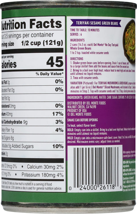 Dole Sweet & Savory No Soy Whole Teriyaki Green Beans 14.5 oz