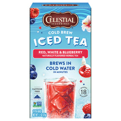 Celestial Seasonings Cold Brew Iced Tea Red White and Blueberry - 18 CT 6 Pack