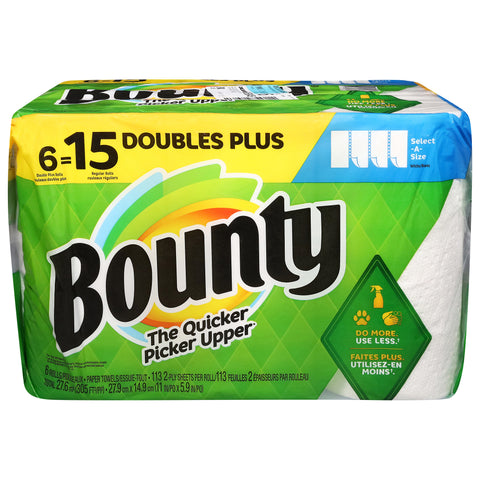 Bounty 2-Ply White Select-A-Size Paper Towels Double Plus Rolls 6 ea - 1 Pack