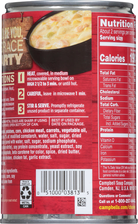 Campbell's Chunky Soup Chicken Corn Chowder 18.8 OZ