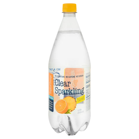 Clear & Sparkling Tropical Orange Water Beverage 1 lt - 33.8 FZ 12 Pack