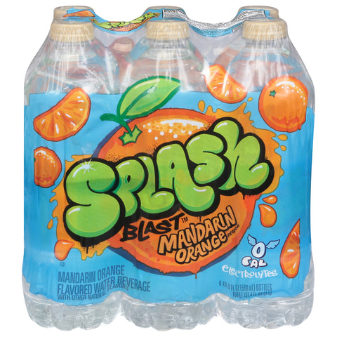 Splash Blast Mandarin Orange Water Beverage 6 - 16.9 fl oz Bottles - 4 Pack