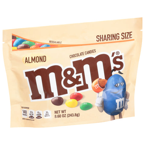 M&M'S Almond Milk Chocolate Candy, Sharing Size, 8.6 Resealable Bag
