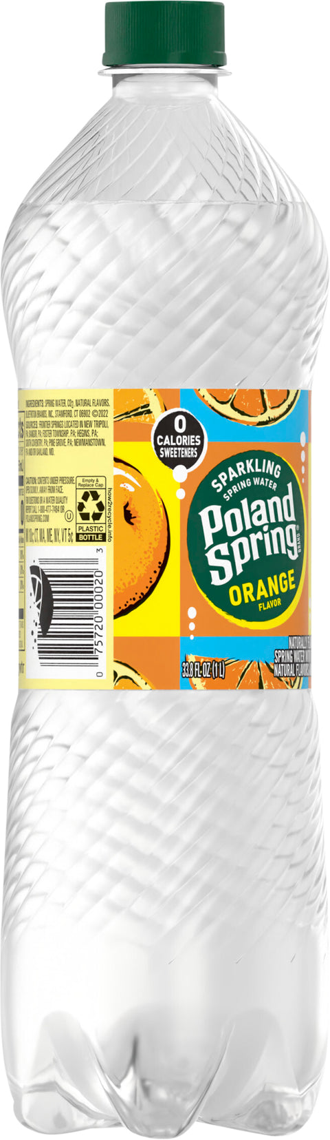 Poland Spring Sparkling Water, Orange, 33.8 oz. Bottle